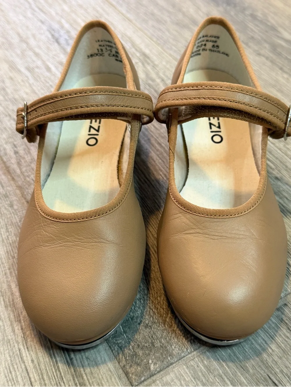 Capezio Tele Tone Tap Shoes Girls Size 13 M Nude Dance Showgirls